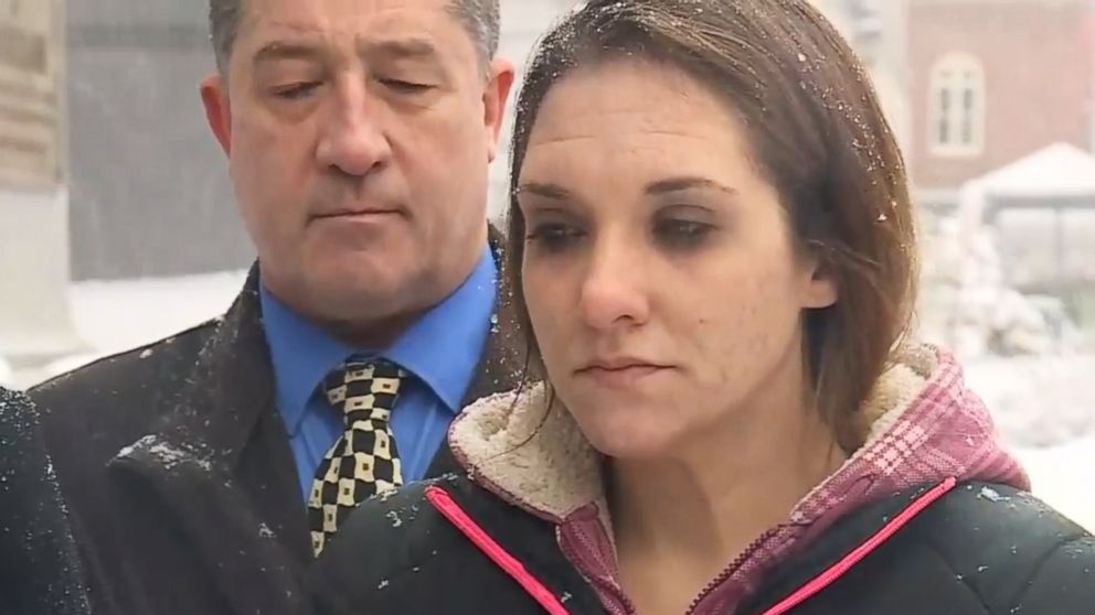 PHOTO: Trista Reynolds, the mother of a Maine toddler who vanished in 2011, speaks to the press about her wrongful death suit against the little girl's father on Dec. 17, 2018.