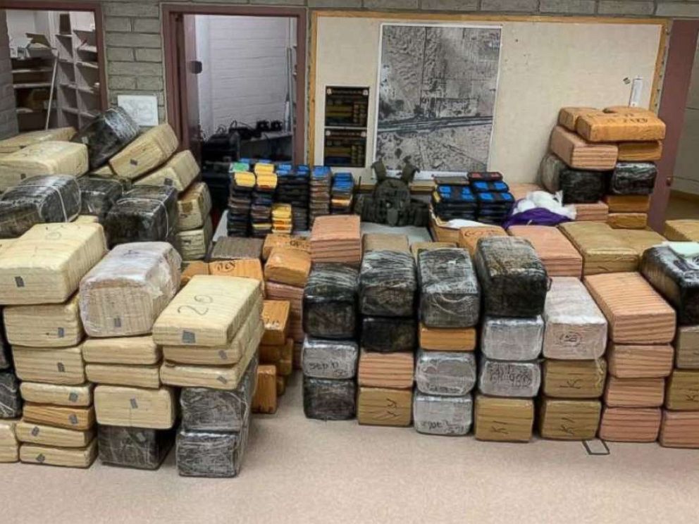 PHOTO: Authorities seized over 220 pounds of methamphetamine and 3,500 pounds of marijuana from two trucks near Gila Bend, Ariz., on Wednesday, Jan. 31, 2019.