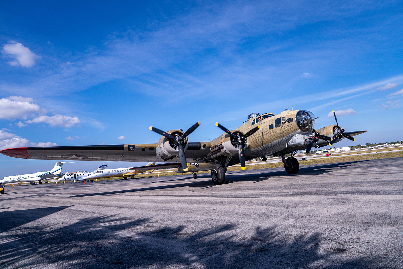 PHOTO: A B-17 bomber aircraft from World War II arrives at Fort Lauderdale Executive Airport in Fla., Jan. 18, 2019.