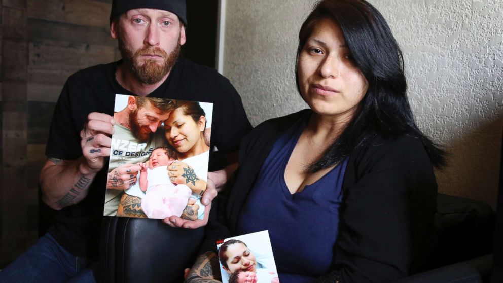 Justin Johnson and his Miccosukee girlfriend, Rebecca Sanders, March 20, 2018, share photos of their newborn baby, Ingrid Ronan Johnson, born on March 16, only to have the baby taken away by Miccosukee Police in Miami, Fla. Two days after the girl was born, tribal detectives accompanied by Miami-Dade police removed the child from the hospital.