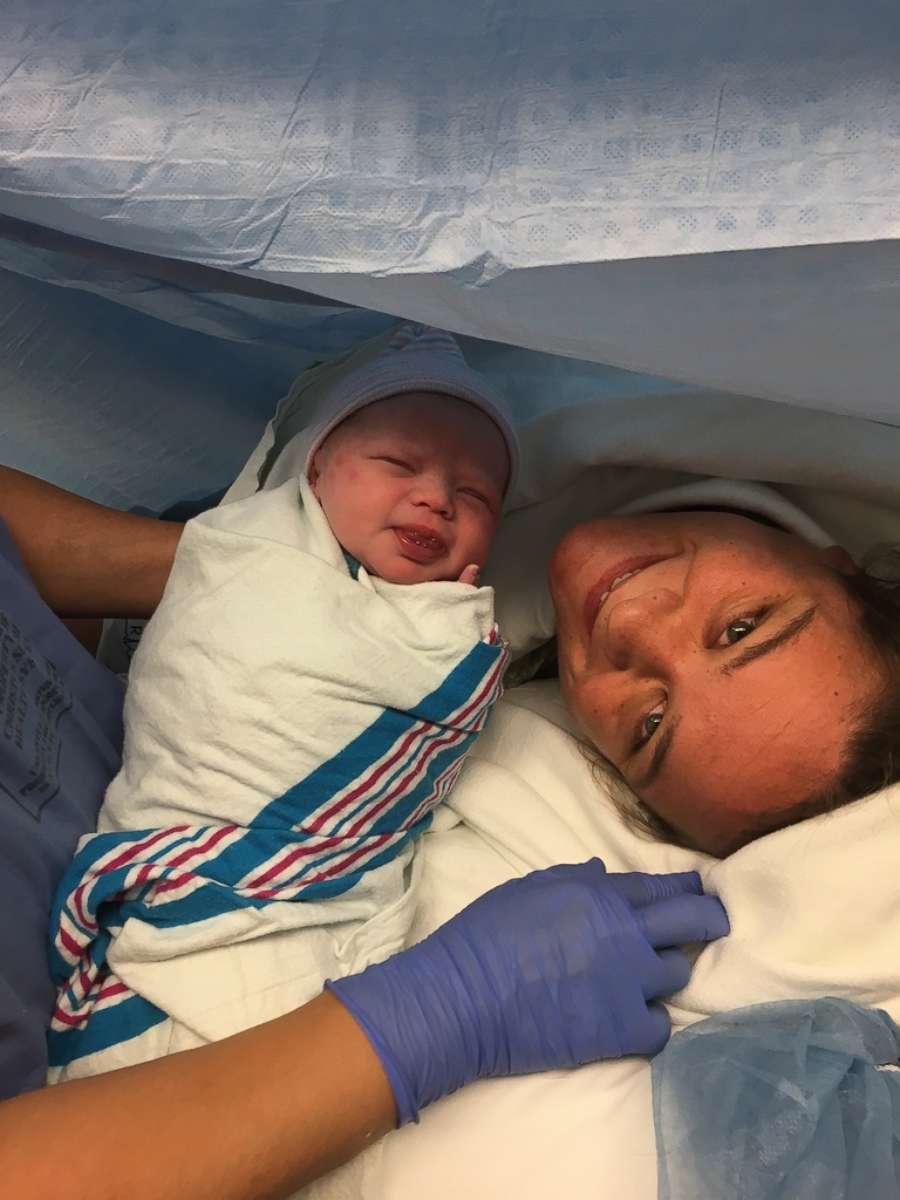 PHOTO: Danielle Weeks, who evacuated her Port Aransas, Texas, home with her family during Hurricane Harvey, gave birth to daughter Loralynn Aug. 29, 2017.