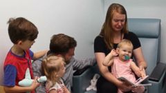 PHOTO: Baby Ayla hears for the first time on June 19, 2018 after a doctor implanted a cochlear device in both of her ears.