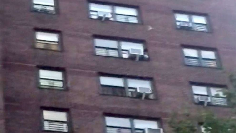 PHOTO: A toddler was filmed hanging from an air conditioning unit on the 13th floor of a building in the Bronx, New York, on Saturday, Sept. 14, 2019.