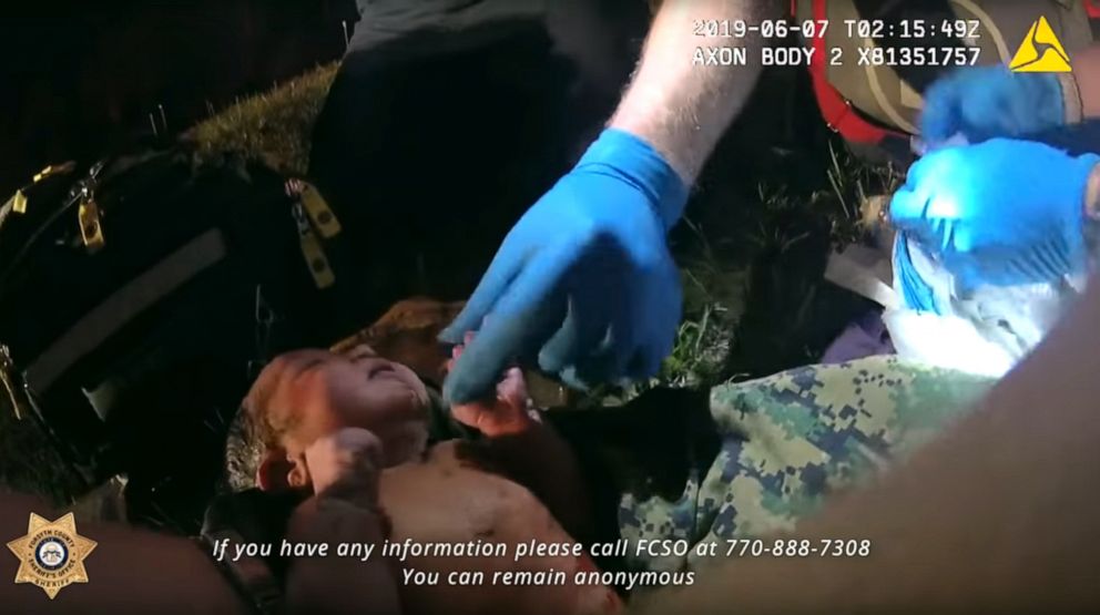PHOTO: Body camera video captured the moment an abandoned newborn girl was found alive inside a plastic grocery bag in Georgia.