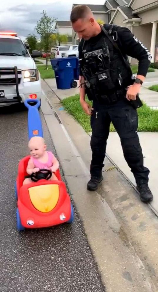 PHOTO: An Orlando police officer returned home from work and found his toddler daughter "driving on the wrong side of the road."
