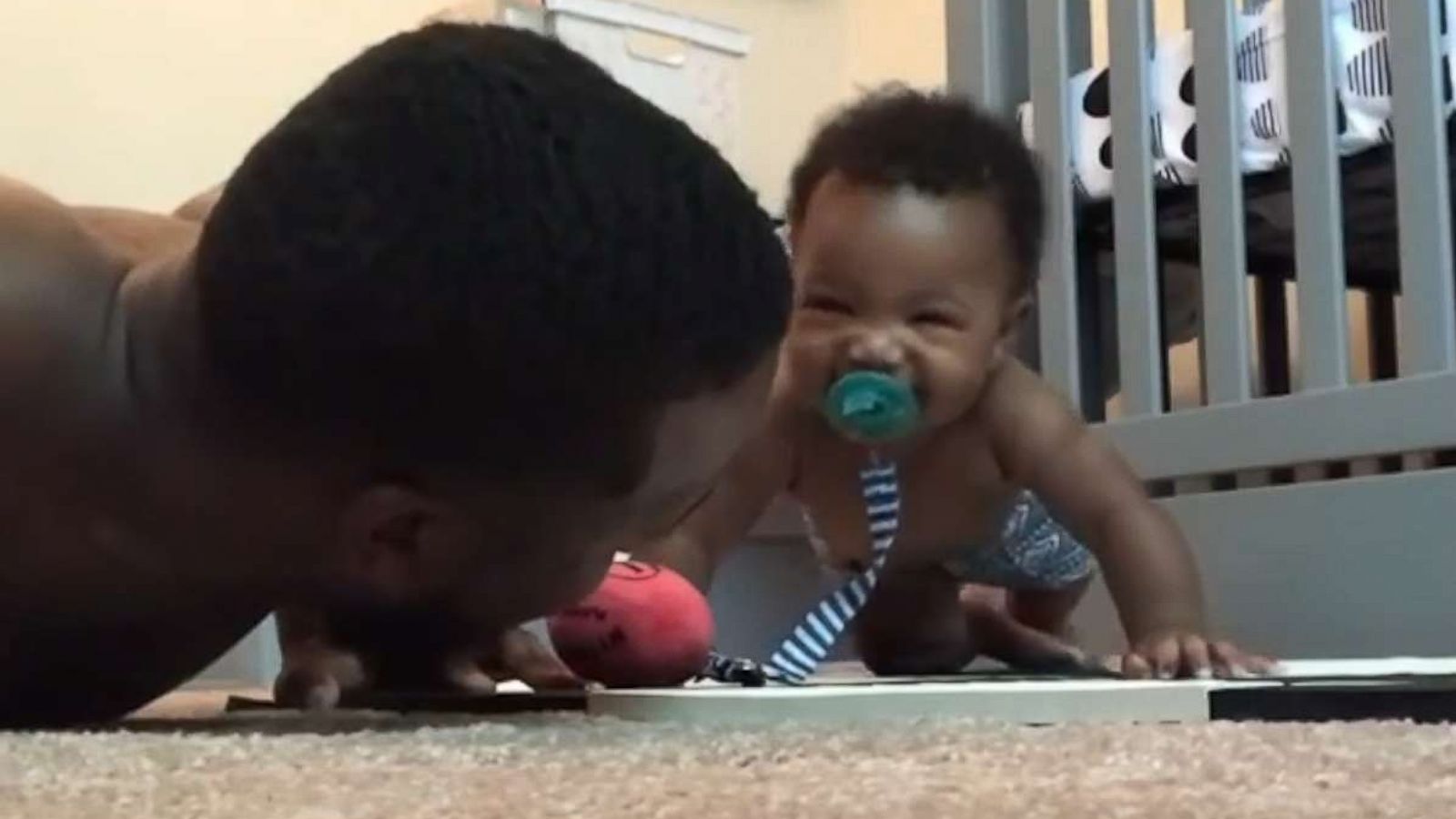 PHOTO: In a viral video posted to Instagram, baby Landon Todd is seen mimicking his dad, Charlie Todd, of Greenwood, Indiana, doing push-ups.