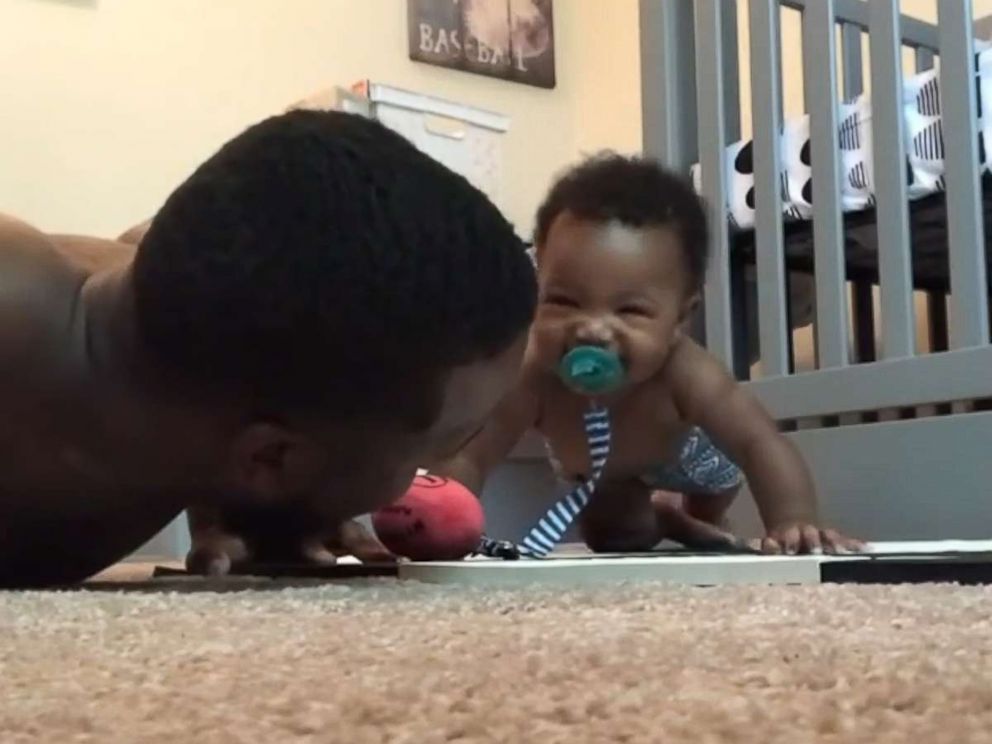 PHOTO: In a viral video posted to Instagram, baby Landon Todd is seen mimicking his dad, Charlie Todd, of Greenwood, Indiana, doing push-ups.