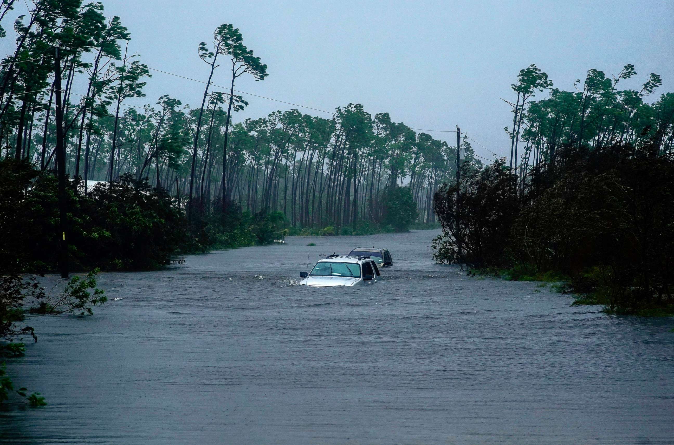 PHOTO: Submerged car sit submerged in water from Hurricane Dorian in Freeport, Bahamas, Sept. 3, 2019.