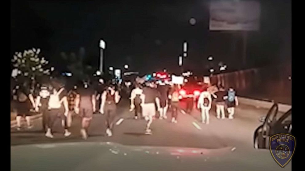 PHOTO: Police release video showing a June 3, 2020, protest in Bakersfield, California in which a protester was struck and killed by a car.