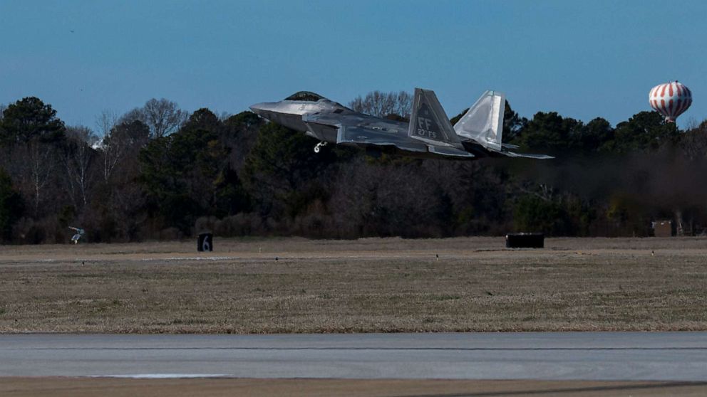PHOTO: An F-22 Raptor takes off from Joint Base Langley-Eustis, Feb. 4, 2023, in Virginia.