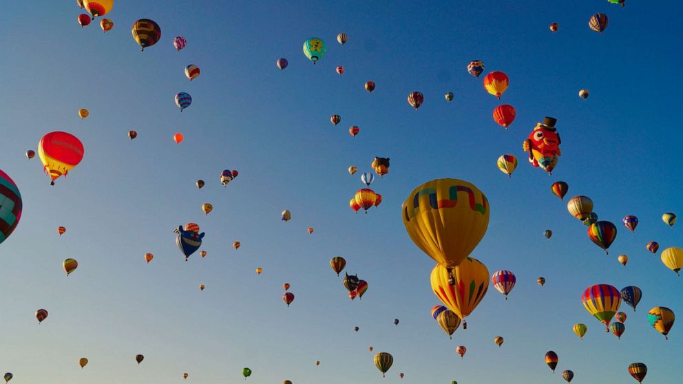 PHOTO: Hot air balloons are seen at the Albuquerque International Balloon Fiesta in Albuquerque of New Mexico, Oct. 7, 2019. 