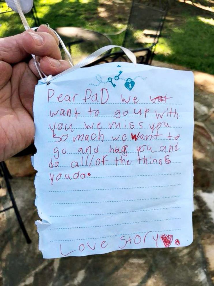 PHOTO: This Balloon with a note for the father of two girls landed in Lance Dunahoe's backyard. 