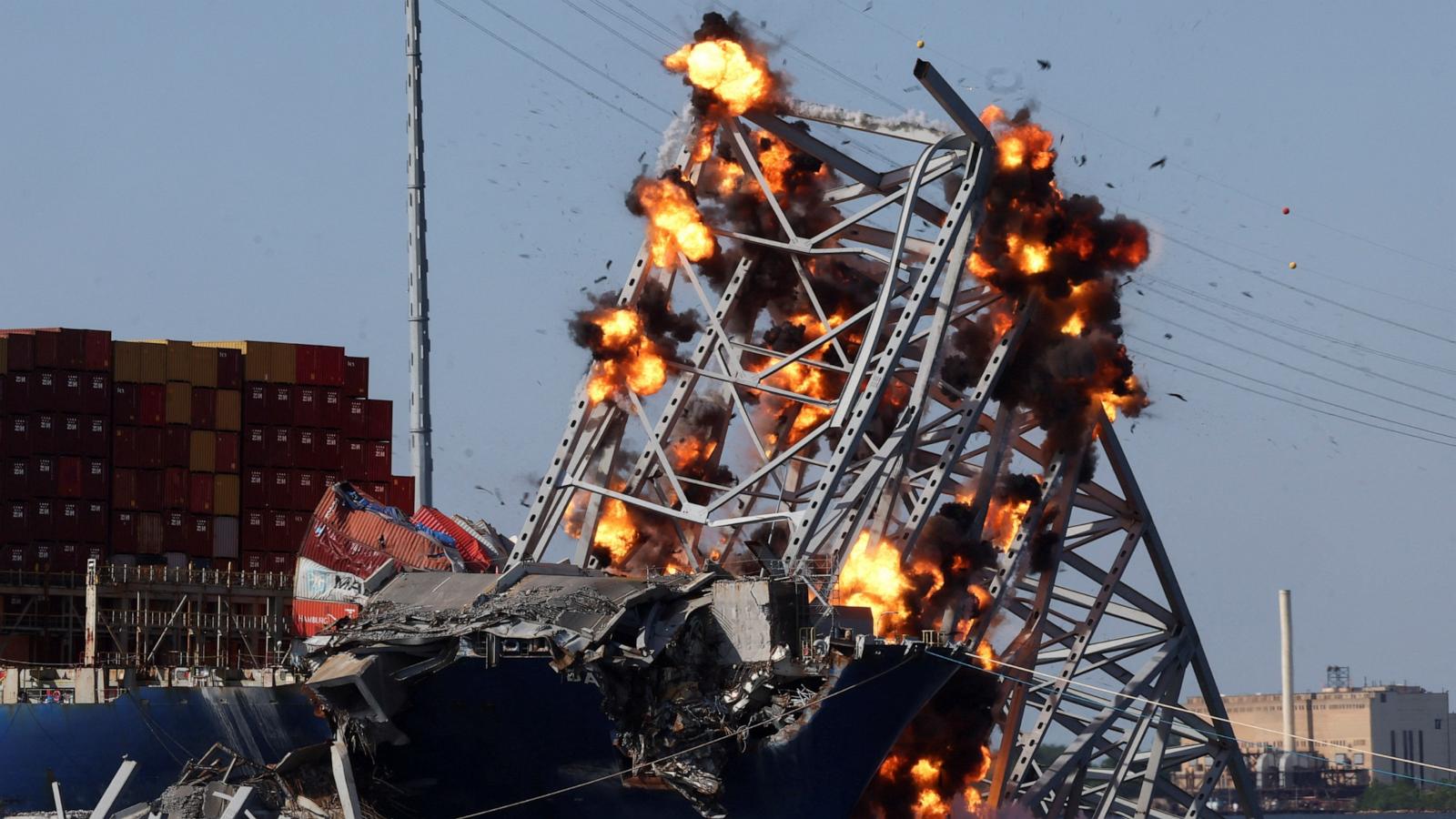 Francis Scott Key Bridge wreckage demolished in controlled