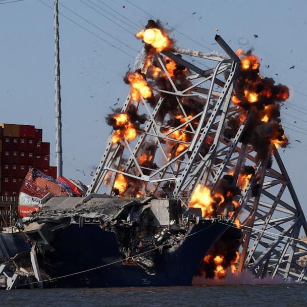 Francis Scott Key Bridge wreckage demolished in controlled