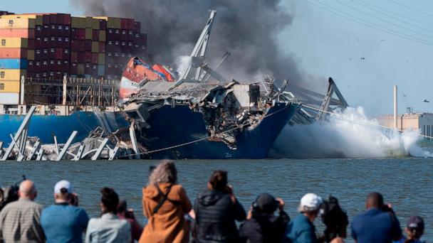 Francis Scott Key Bridge wreckage demolished in controlled