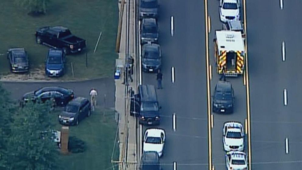 PHOTO: The scene where a Baltimore County Police officer was shot and killed, May 21, 2018. 