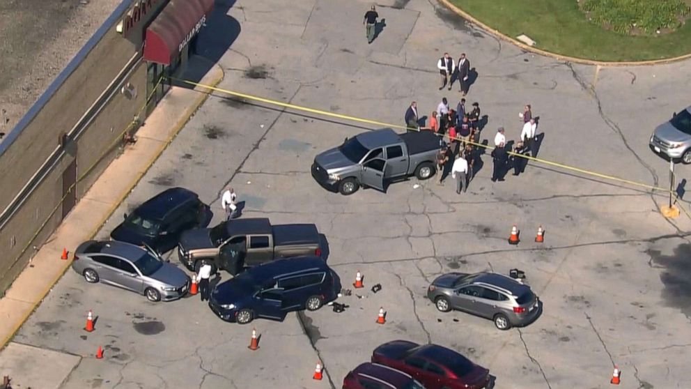PHOTO: Authorities on the scene in Baltimore where two police officers were shot, July 13, 2021.