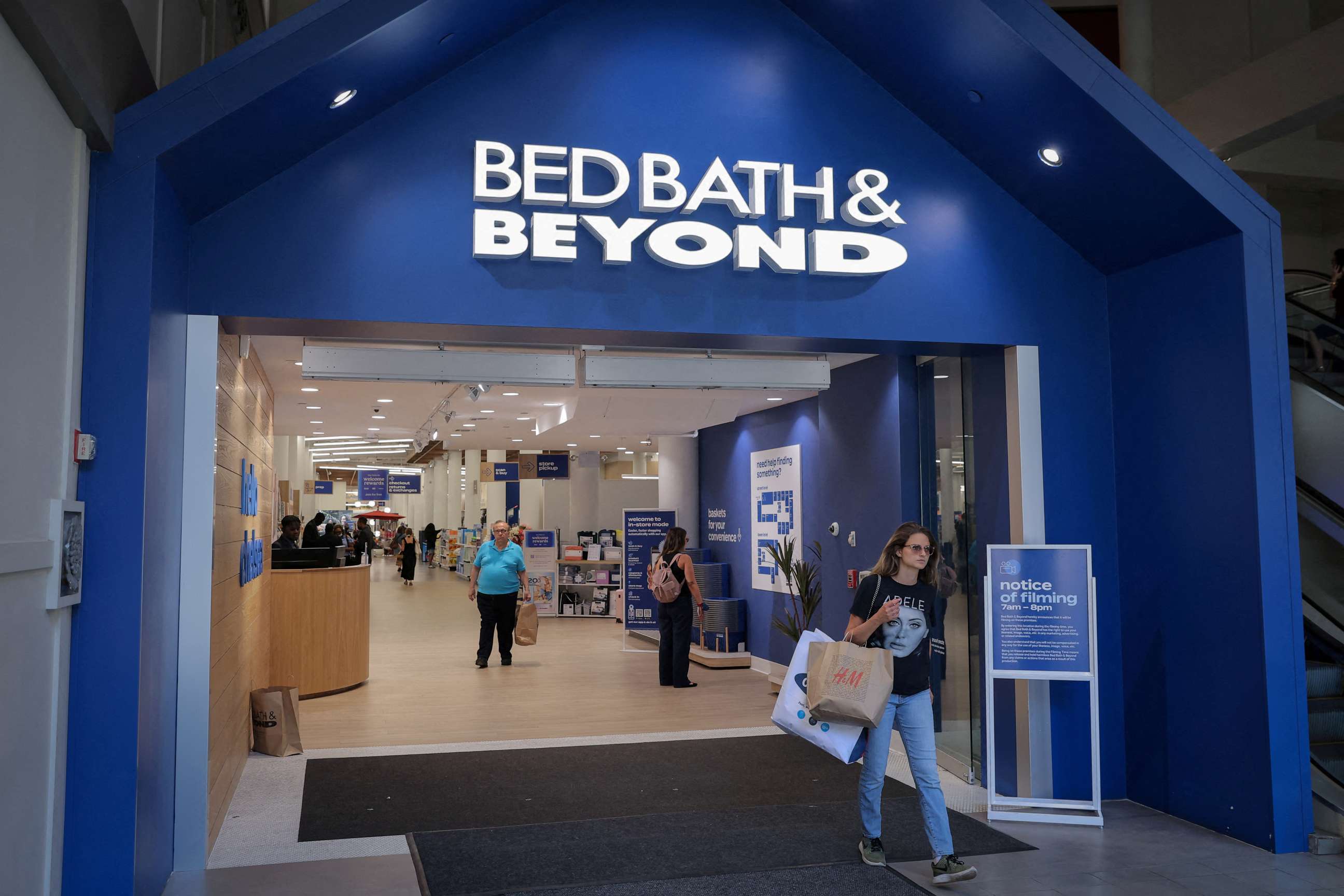 FILE PHOTO: A person exits a Bed Bath & Beyond store in Manhattan, New York City, June 29, 2022.
