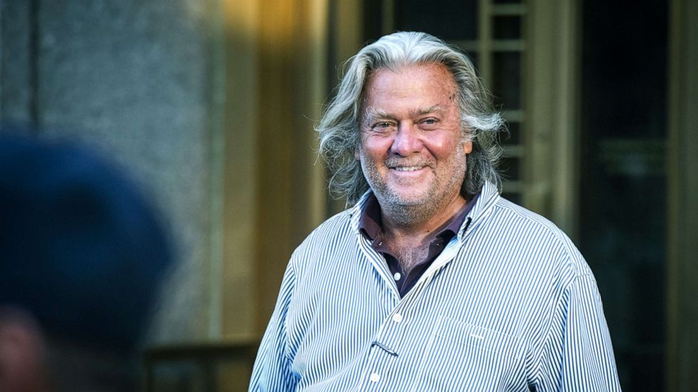 PHOTO: Steve Bannon, former political strategist for President Donald Trump, departs federal court in New York, Aug. 20, 2020.