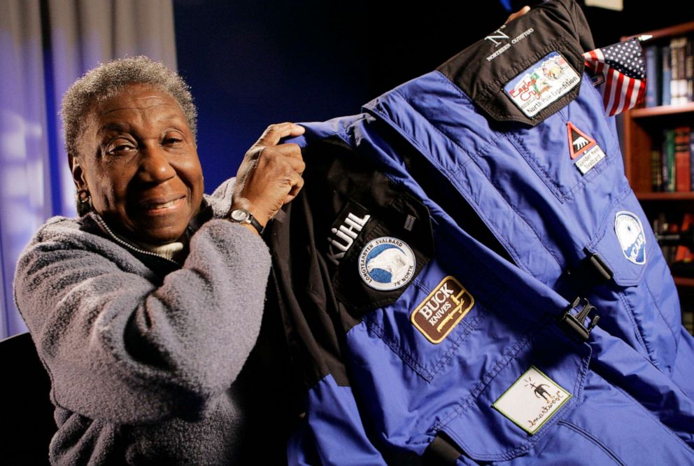 PHOTO: Barbara Hillary shows the parka she wore on her trip to the North Pole, as she is interviewed in New York on May 3, 2007.