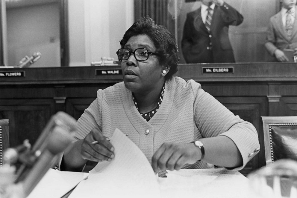 PHOTO: Congresswoman Barbara Jordan from Texas is shown during a hearing of the House Judiciary Committee on the impeachment of President Richard Nixon, in Washington D.C., July, 1974. 