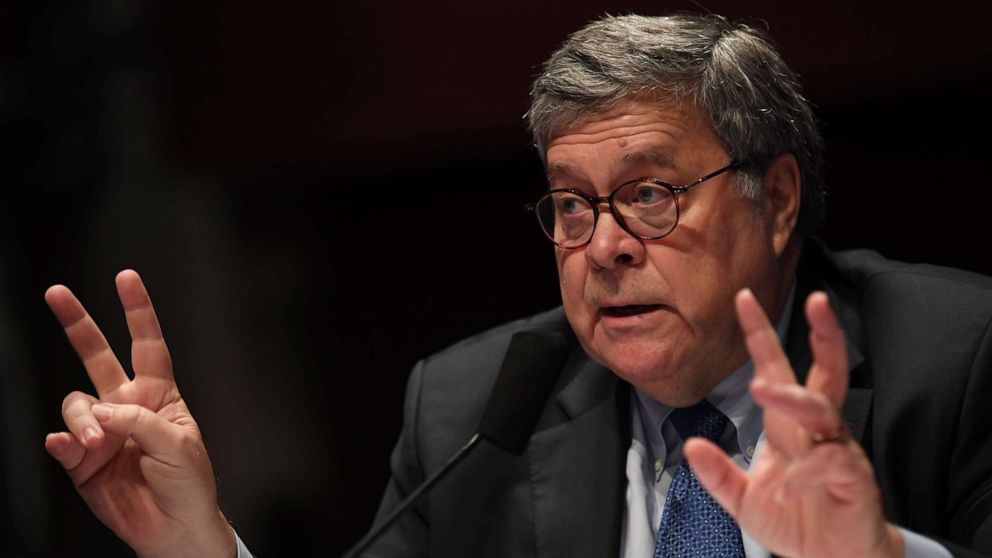 PHOTO: Attorney General William Barr testifies before the House Judiciary Committee hearing in the Congressional Auditorium at the US Capitol Visitors Center July 28, 2020 in Washington, DC.