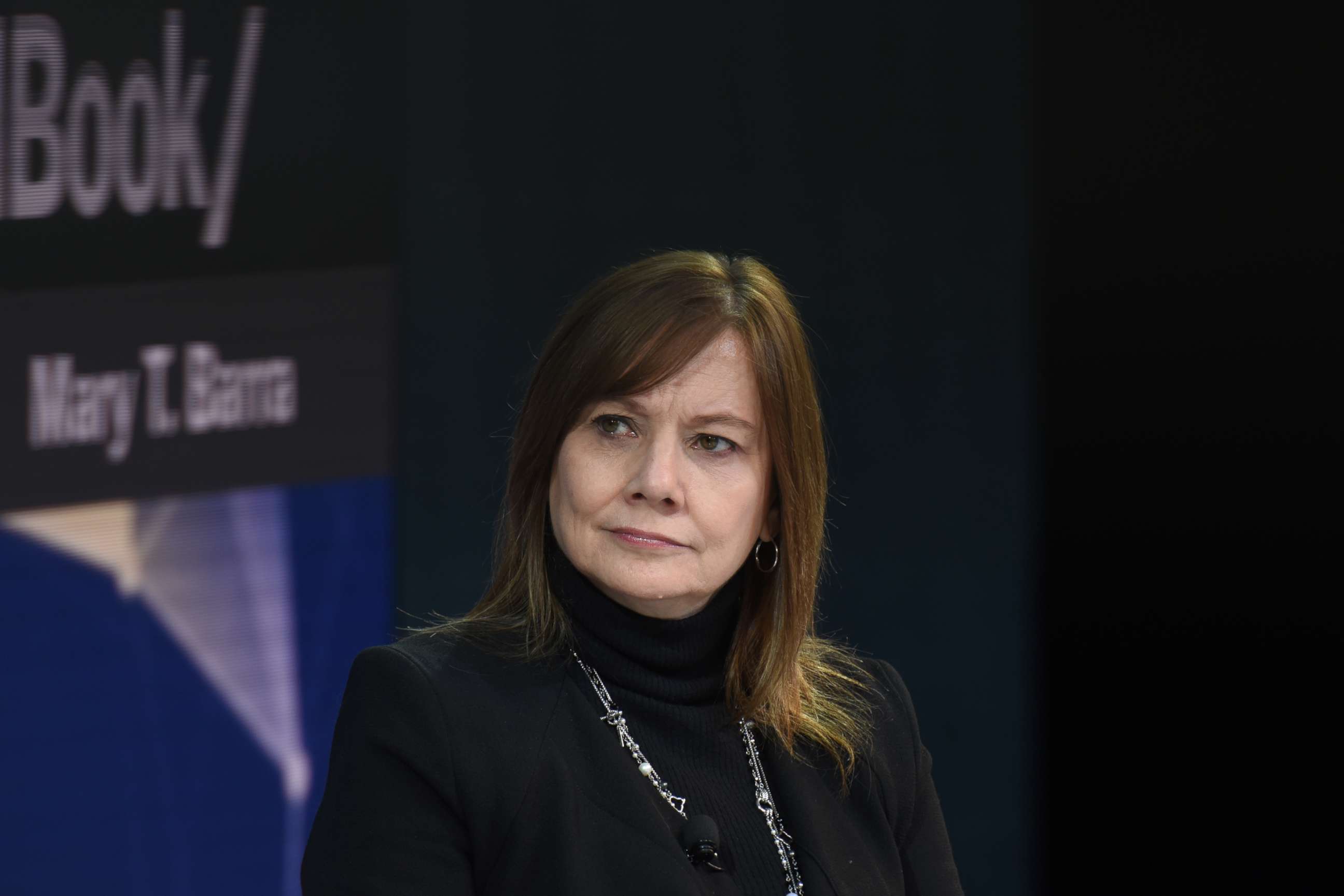 PHOTO: Mary Barra, chairman and CEO of General Motors speaks at the New York Times DealBook conference, Nov. 1, 2018, in New York.