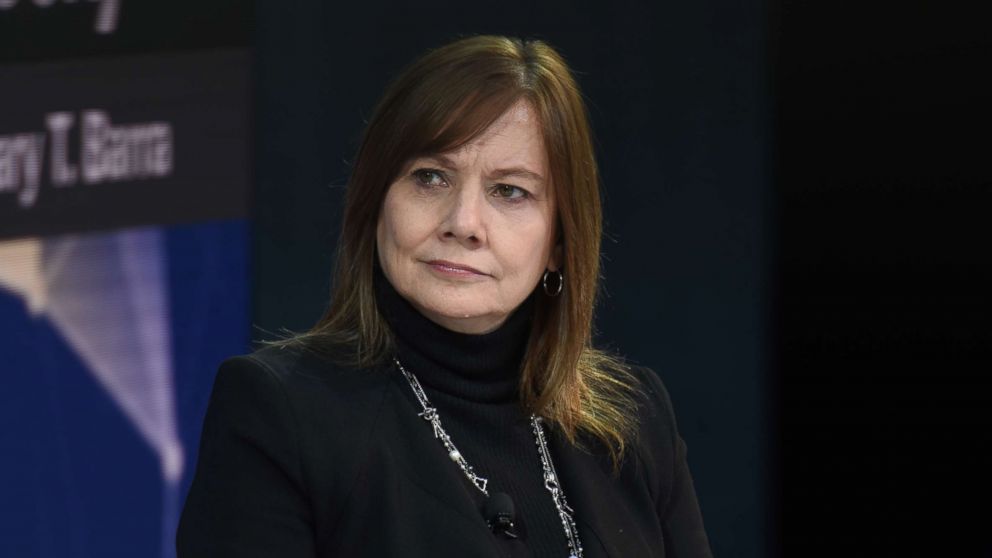 PHOTO: Mary Barra, chairman and CEO of General Motors speaks at the New York Times DealBook conference, Nov. 1, 2018, in New York.