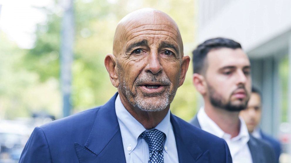 PHOTO: Tom Barrack, an advisor and supporter of former President Donald Trump, arrives to a federal courthouse for a bail hearing in Brooklyn, N.Y., July 26, 2021.
