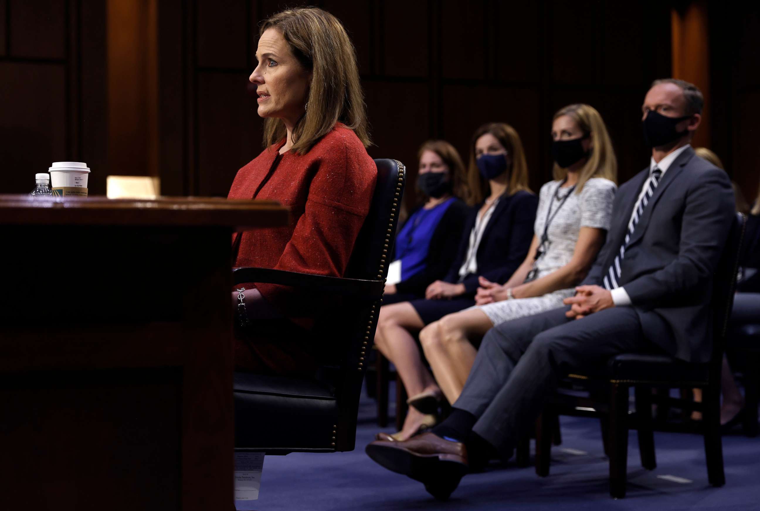 PHOTO: Supreme Court nominee Judge Amy Coney Barrett testifies before the Senate Judiciary Committee on the second day of her Supreme Court confirmation hearing on Capitol Hill on Oct. 13, 2020 in Washington, DC.