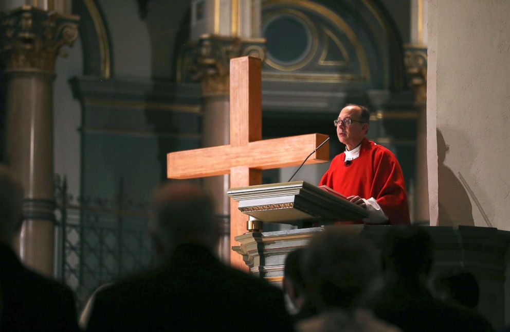 PHOTO: Bishop Barry C. Knestout speaks during the Mass of Atonement at Cathedral of the Sacred Heart, Sept. 14, 2018, in Richmond, Va.