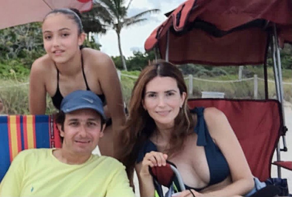 PHOTO: Luis F. Barth Tobar, his wife Catalina Gomez Ramirez and their teenage daughter Valeria, top, from Colombia, were visiting family in Florida and staying in friend's apartment at the Surfside condo when it collapsed.