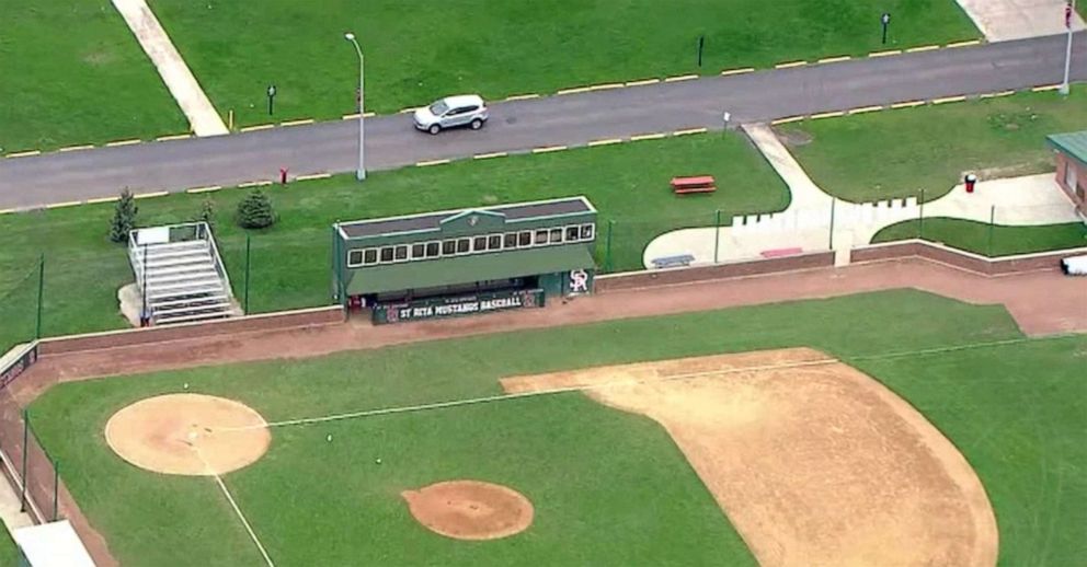 PHOTO: A baseball field was the scene of a gunfire incident which forced baseball players to take cover near St. Rita High School in Chicago, April 29, 2022.