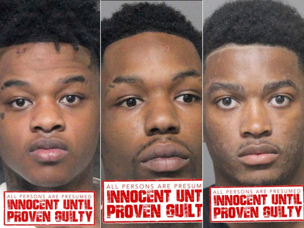 PHOTO: Booking photos of Derrick Curry, Gregory Parker and Marques Porch are shown.