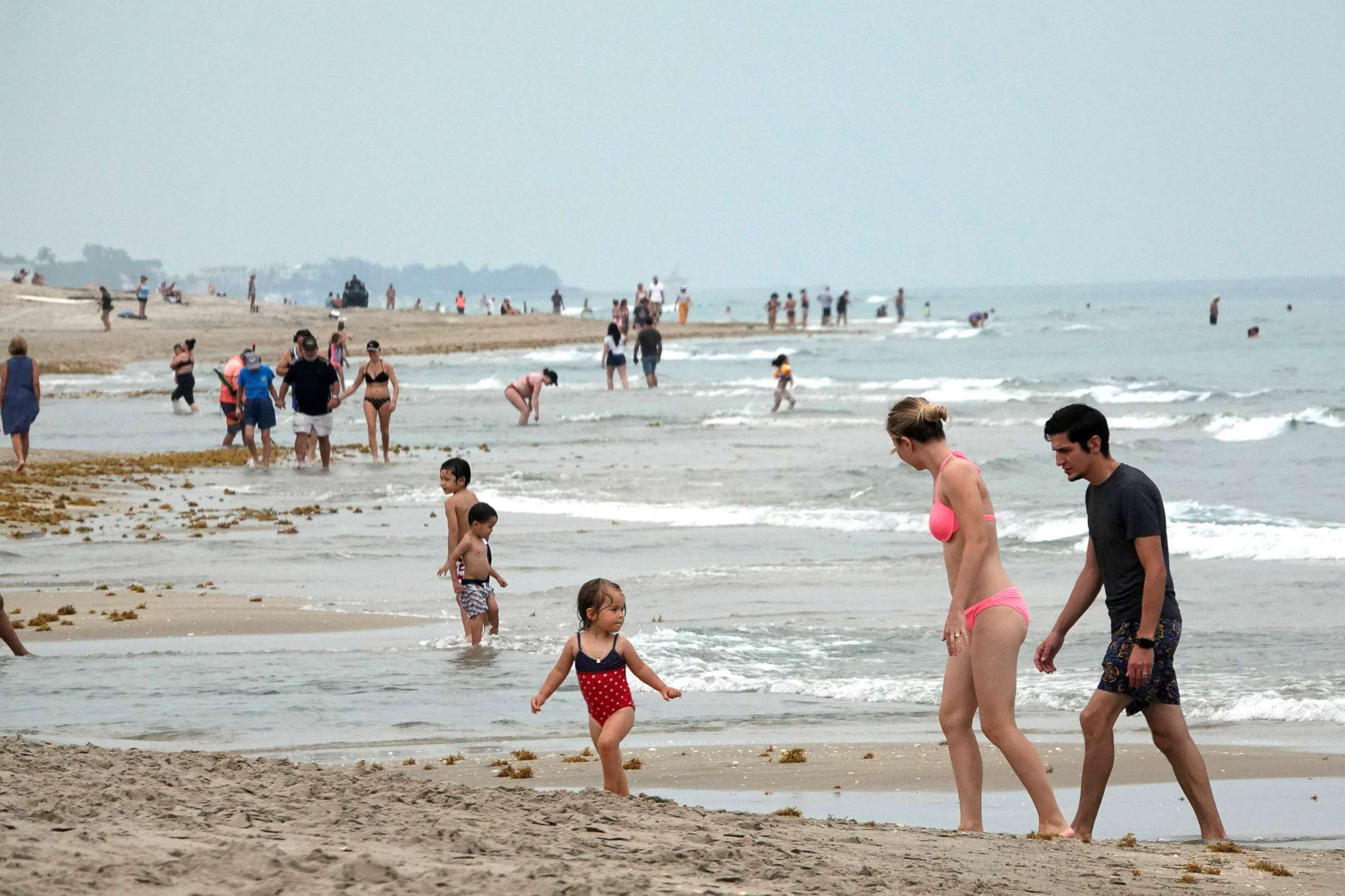 PHOTO: Social distancing rules are in effect in Delray Beach, Fla., as the beaches reopened, May 18, 2020, as part of the Palm Beach County Beach reopening. 