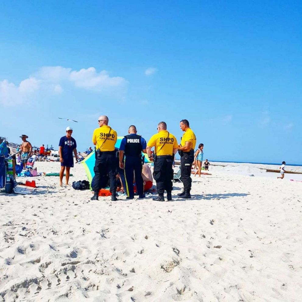 PHOTO: A tourist was impaled with a beach umbrella at a beach in Seaside Heights, New Jersey, July 16, 2018.