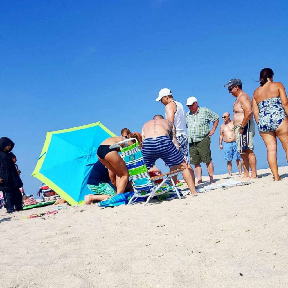 PHOTO: A tourist was impaled with a beach umbrella at a beach in Seaside Heights, New Jersey, July 16, 2018.