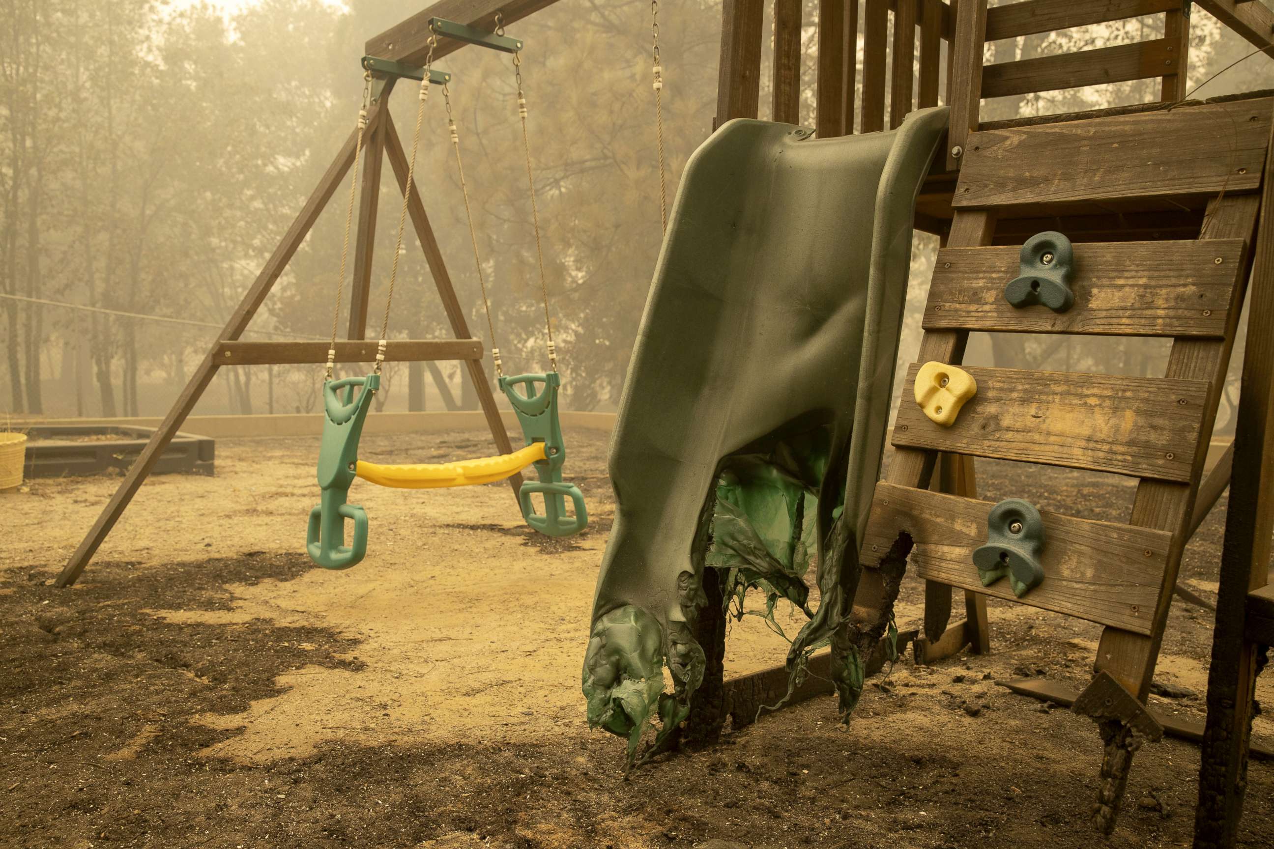 PHOTO: The remains of the Pioneer Union Elementary School after it was destroyed by the Bear fire, part of the North Complex fires, in Berry Creek, Calif., Sept. 12, 2020.