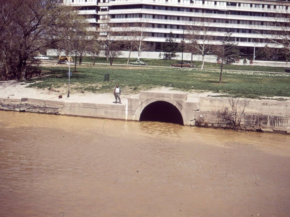 PHOTO:
A waterway in the Georgetown section of Washington, D.C. adjacent to the Watergate complex carries raw sewage into the Potomac River in April 1973.