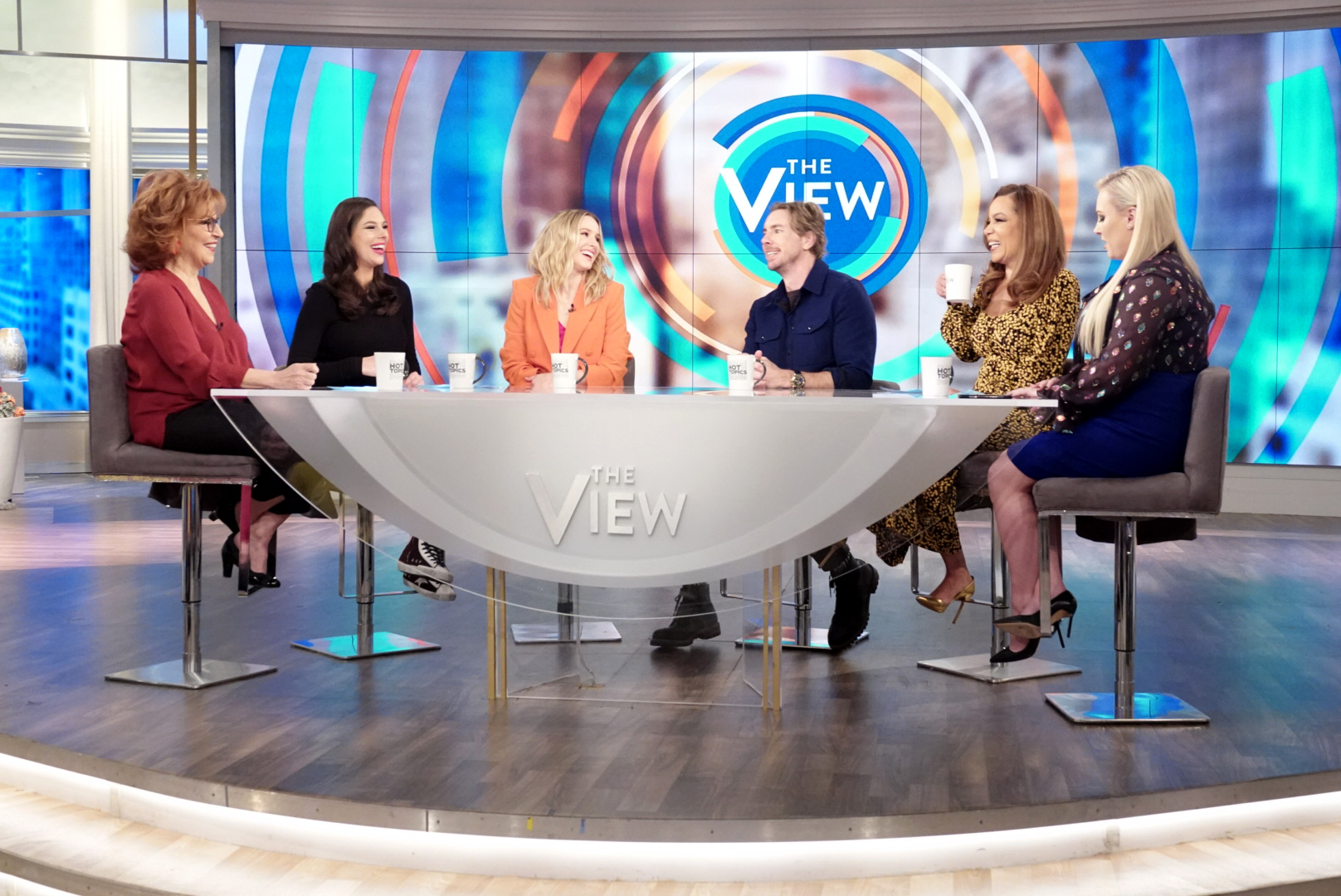 PHOTO: Kristen Bell and Dax Shepard discuss avoiding jealousy in their relationship with "The View," Feb. 26, 2019.