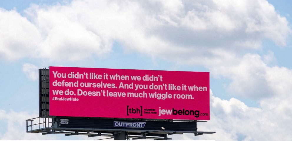 PHOTO: The organization JewBelong has launched a new billboard and ad campaign to fight antisemitism. A billboard that went up in Boston for their #EndJewHate campaign.
