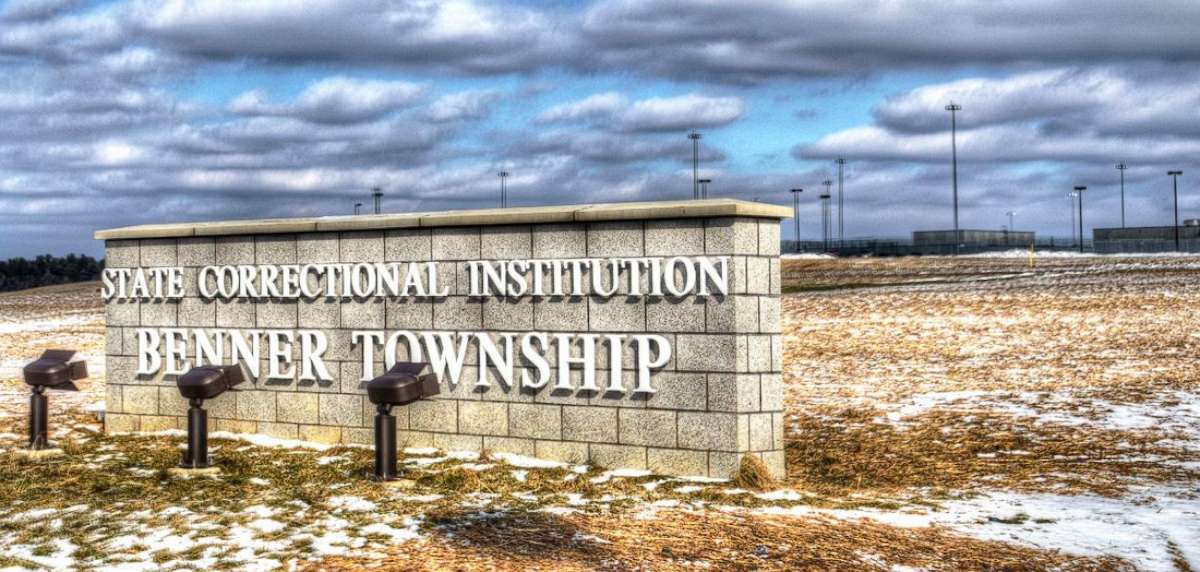 PHOTO: In this undated file photo, the sign for the State Correctional Institution  Benner Township is shown in Bellefonte, PA.