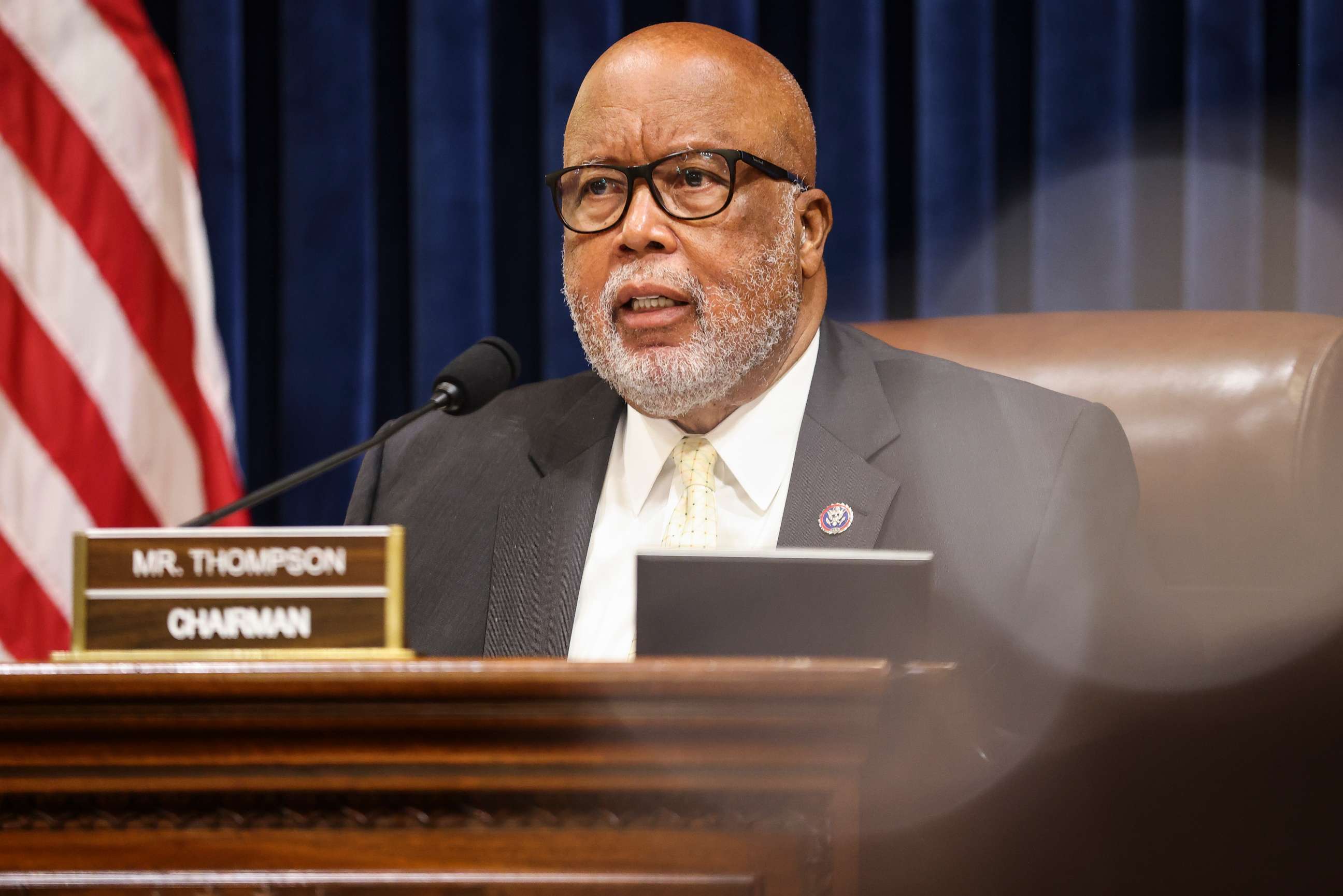 PHOTO: Chairman Rep. Bennie Thompson, D-MS, speaks during a hearing by the House Select Committee investigating the January 6 attack on the U.S. Capitol on July 27, 2021 at the Cannon House Office Building in Washington, DC.