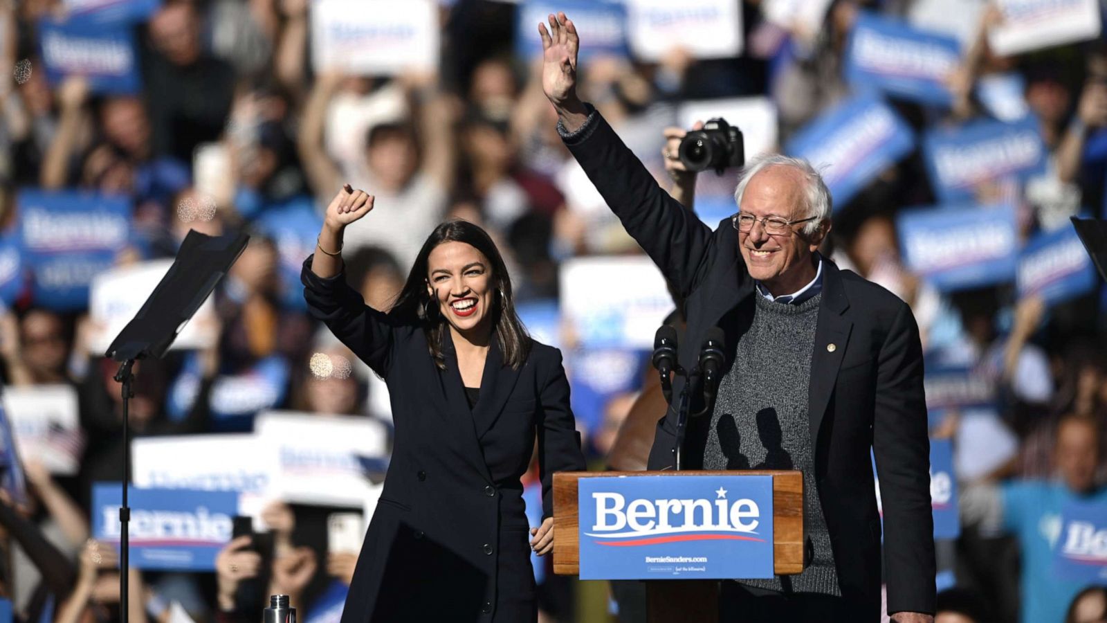 Rep. Alexandria Ocasio Cortez comes out in support of Bernie Sanders at his first rally post heart attack ABC News