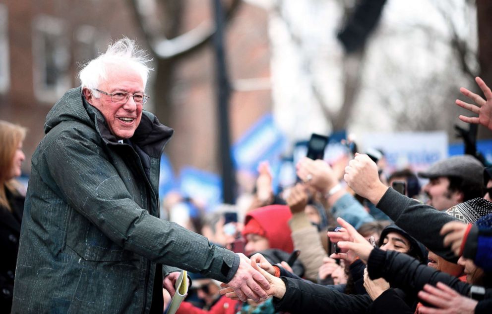 PHOTO: Senator Bernie Sanders arrives for a rally to kick off his 2020 presidential campaign, in the Brooklyn borough of New York City, March 2, 2019. 