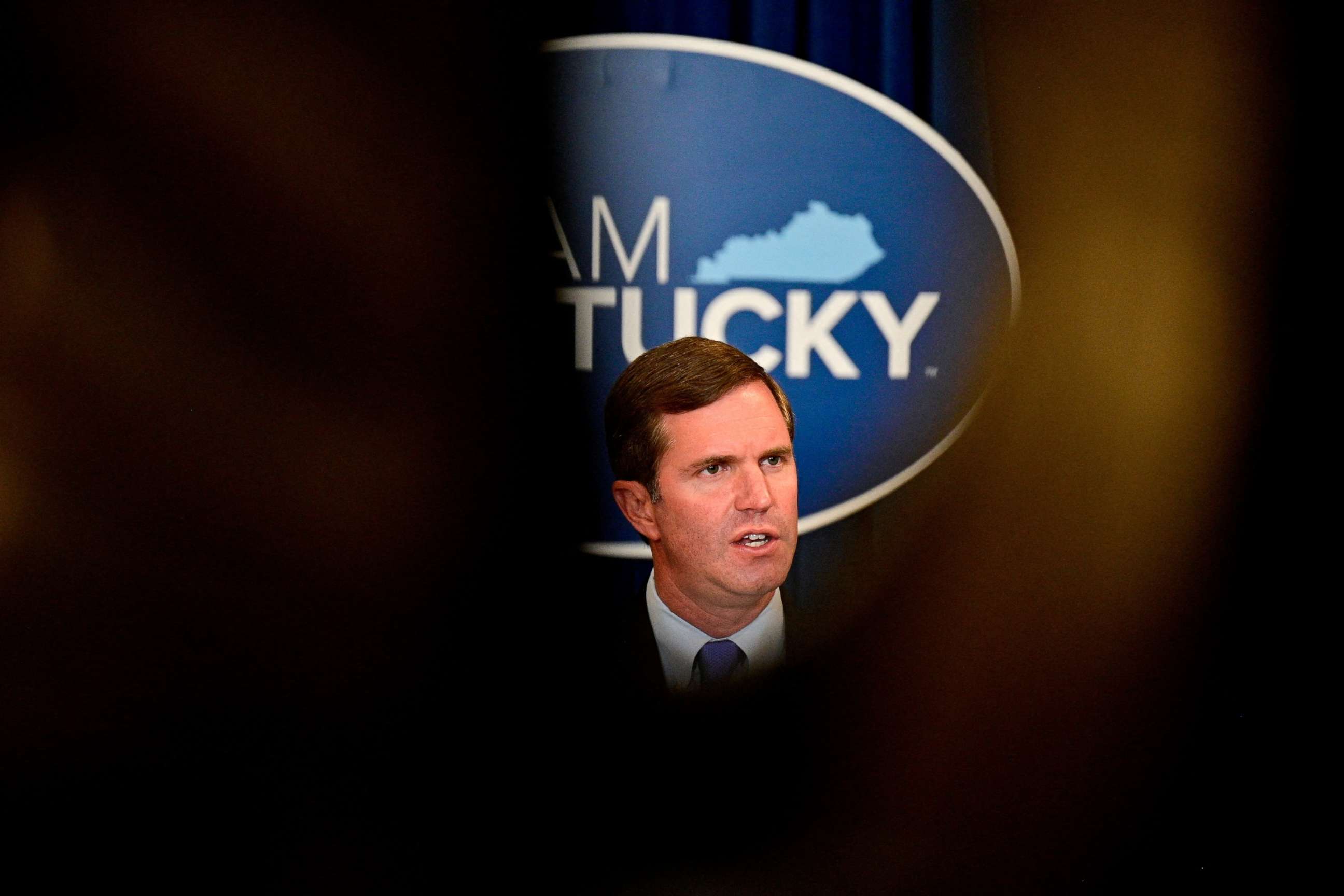 PHOTO: Kentucky's Democratic governor, Andy Beshear, speaks in Frankfort, Ky., Nov. 14, 2021.