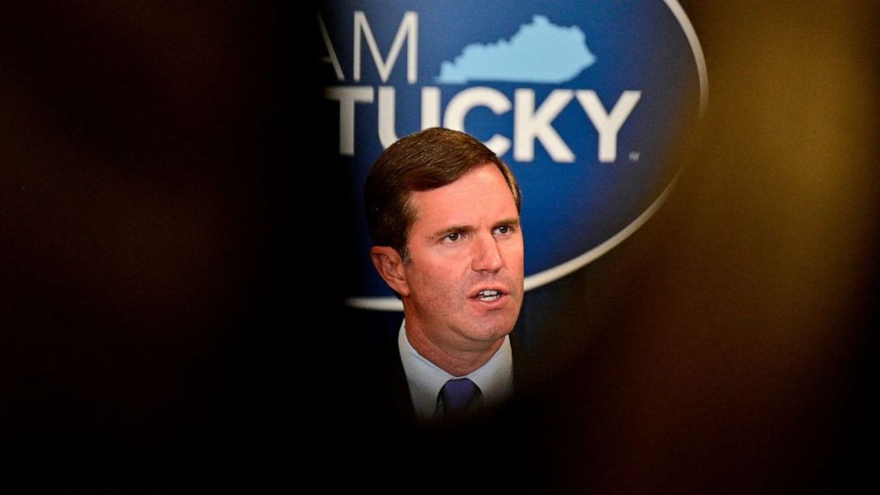 PHOTO: Kentucky's Democratic governor, Andy Beshear, speaks in Frankfort, Ky., Nov. 14, 2021.