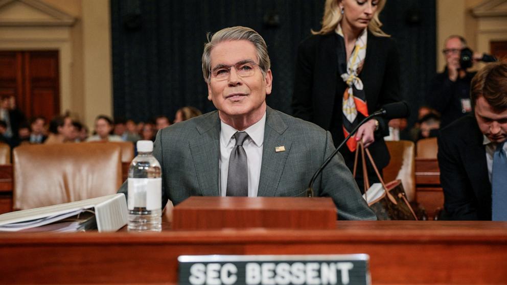PHOTO: Treasury Secretary Scott Bessent takes off his glasses as he testifies on Capitol Hill in Washington, D.C., June 4, 2026.