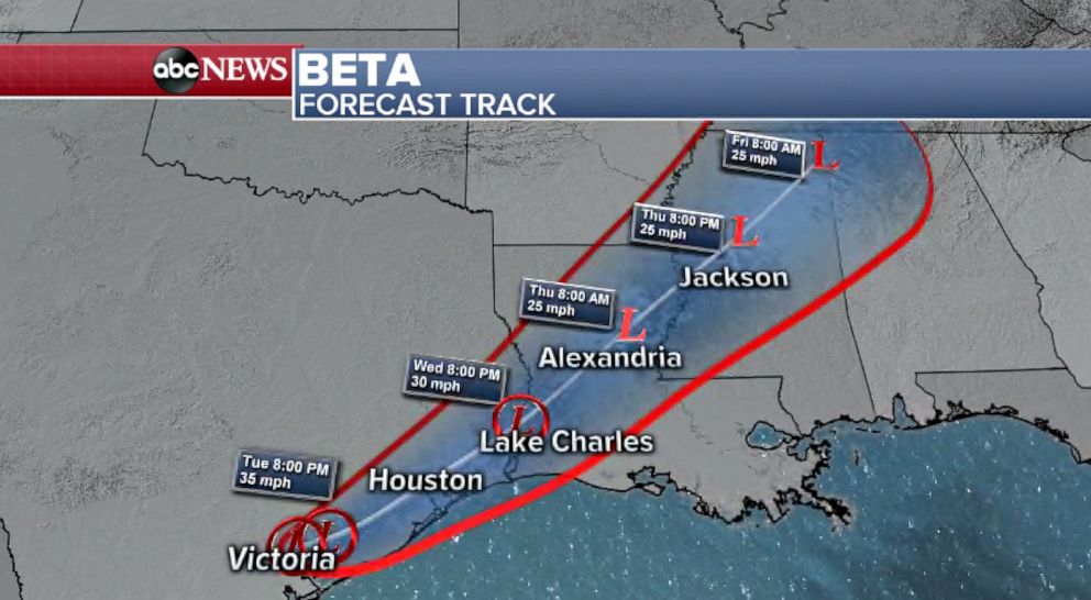 PHOTO: The forecast track for tropical depression Beta.