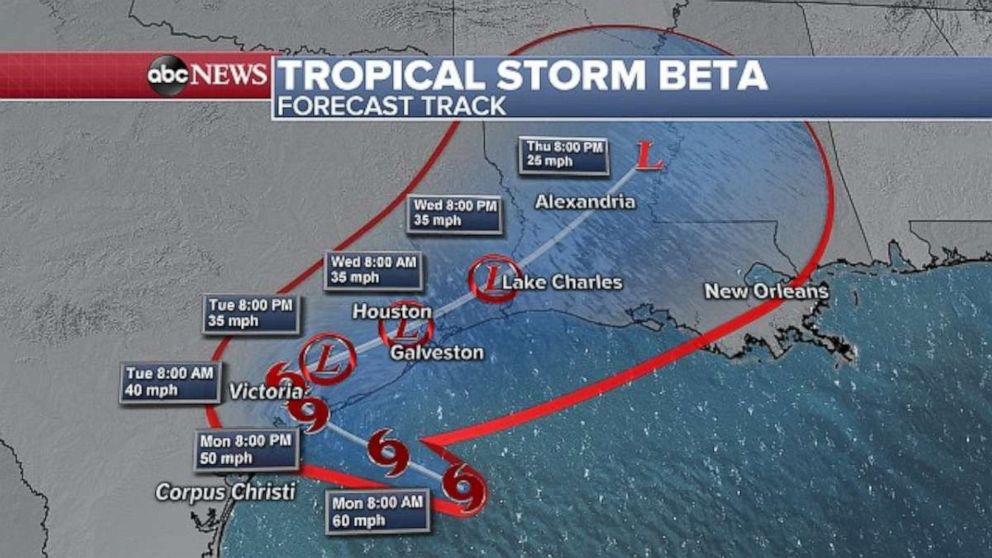 PHOTO: Tropical Storm Beta forecast track, Sept. 21, 2020.